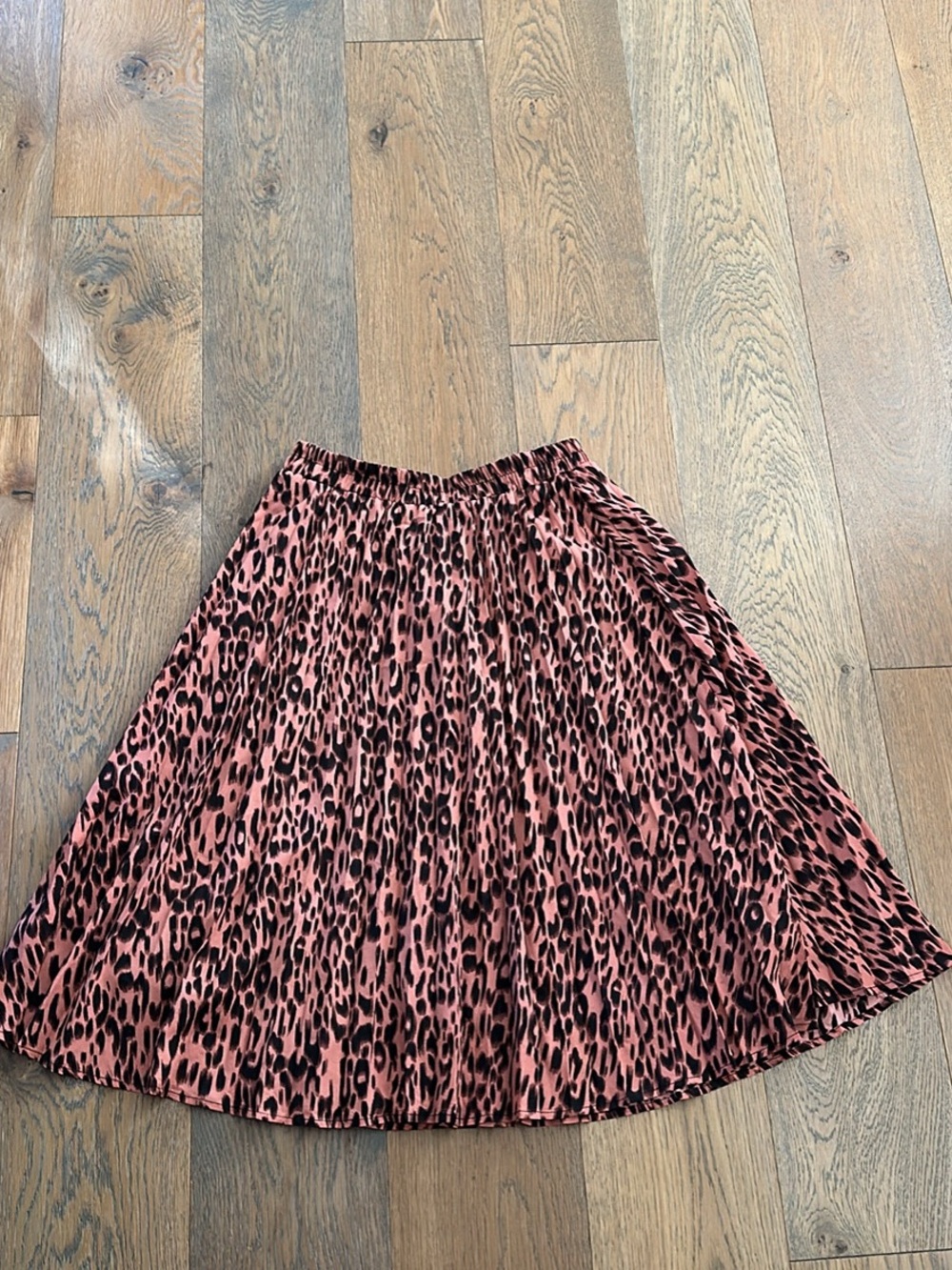 Pleated brown and black Leopard Print  Skirt